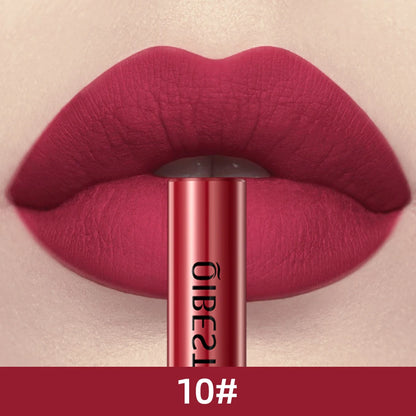 QIBEST 24 Colors Liquid Lipstick Ultra Matte Velvet Long Lasting Women Beauty Red Nonstick Cup Waterproof Lip Gloss Nude Makeup