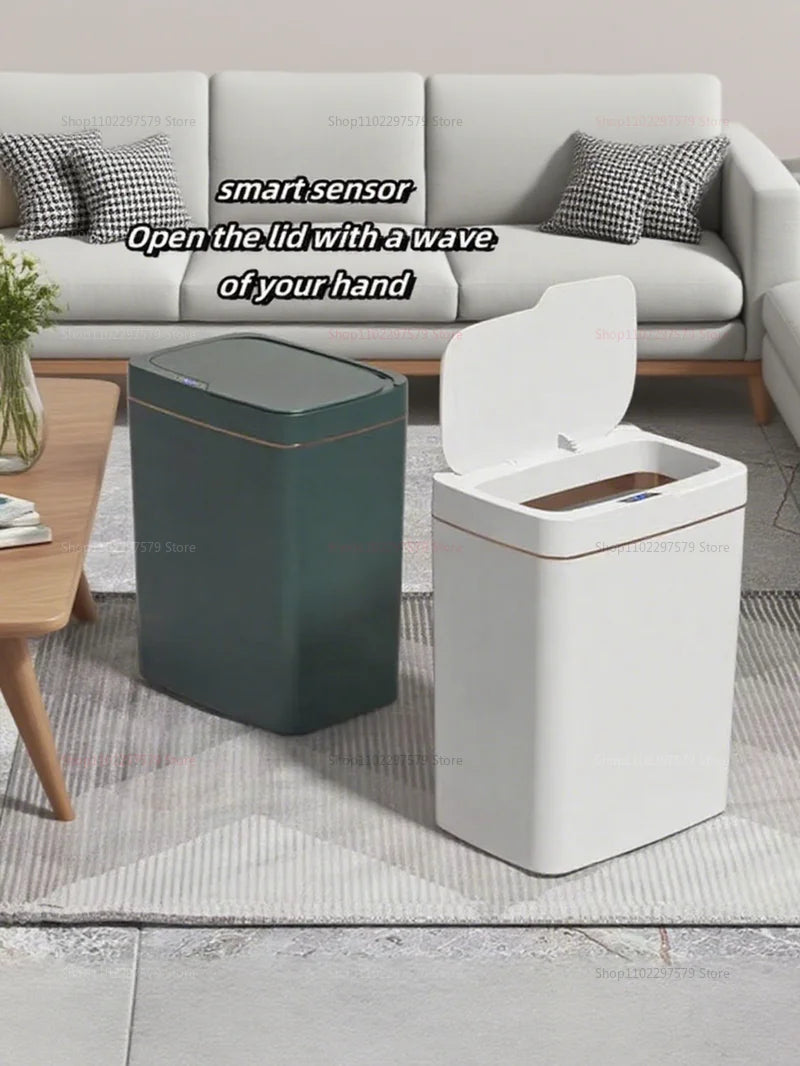 15L Non Contact Smart Sensor Trash Can Automatic Bagging Electric Bathroom Trash Bin Wireless White Smart Home Kitchen Disposal