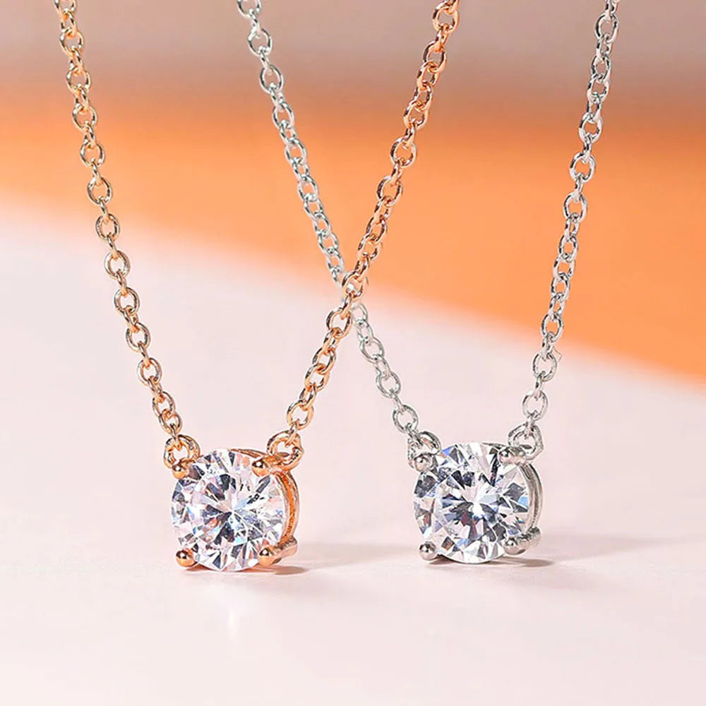 New Jewelry Small Crystal Pendant Necklaces For Women Shiny Zirconia Necklace For Female Wedding Engagement Birthday Gifts N415