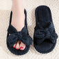 Summer House Slippers for Women Corduroy Cross Bow Indoor Slippers Slip On Bedroom Shoes with Soft Memory Foam Anti-Skid Shoes