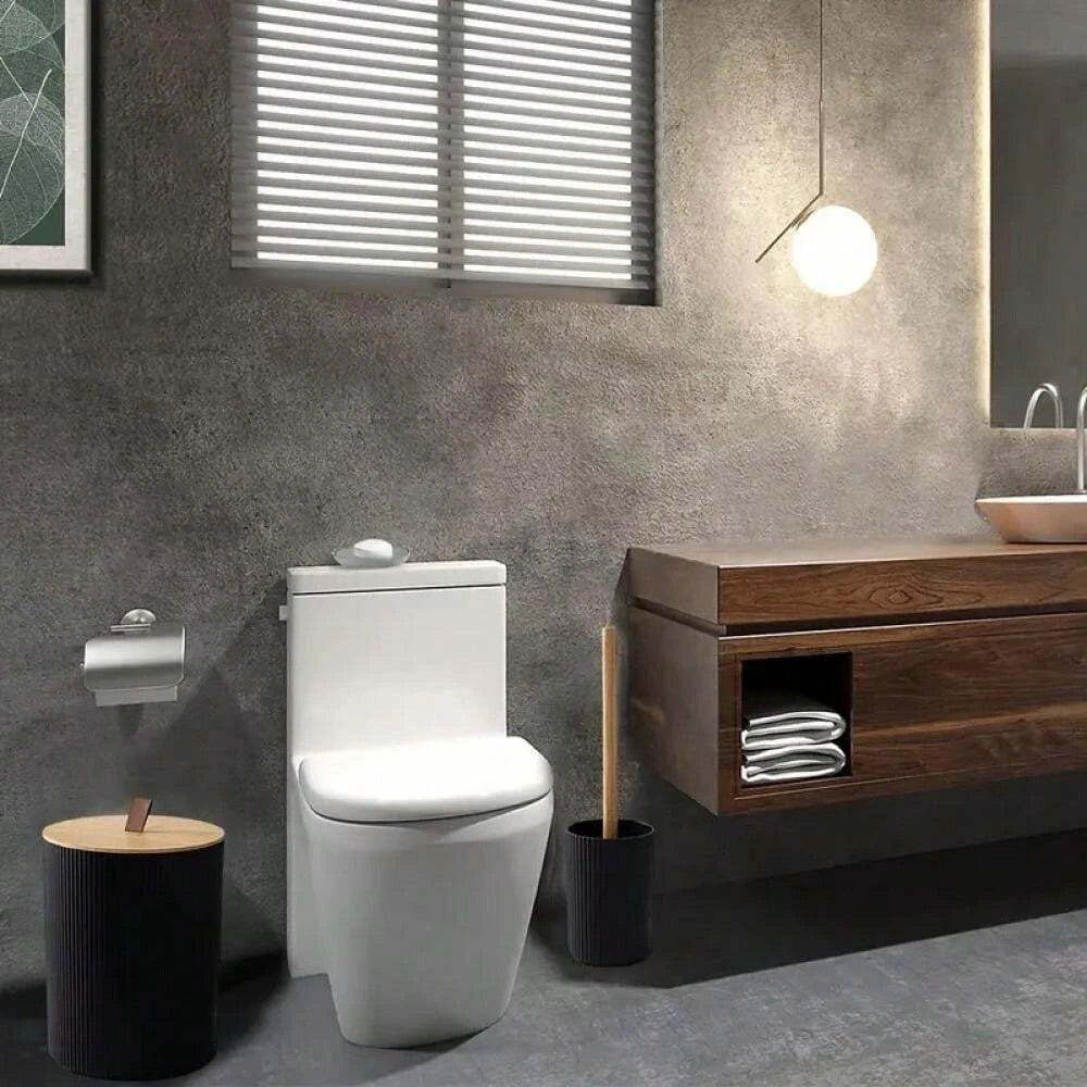 Modern Bathroom Essentials Set/Includes Toothbrush Holder, Waste Bin, Toilet Brush, Cup, Soap Dish and Soap Dispenser