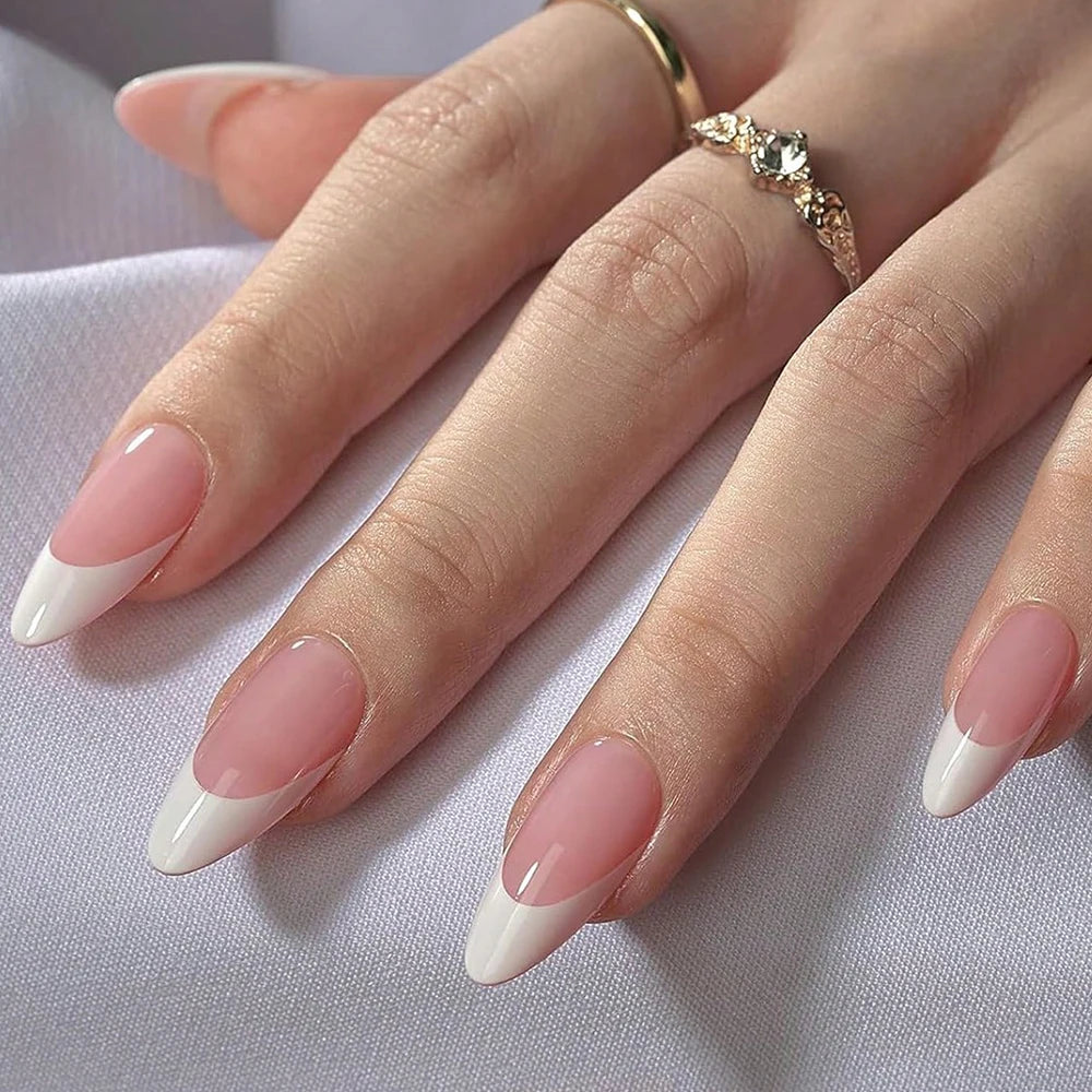 360/150pcs/box Nude Pink Almond French False Nails White Tip Design Short Wearing Fake Nails Women Nails Press On Nails Manicure