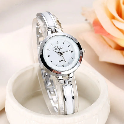 Women Luxury Rose Gold Silver Bracelet Wristwatch Ladies Alloy Simple Casual Quartz Watch Clock Watch for Women Watches Ladies