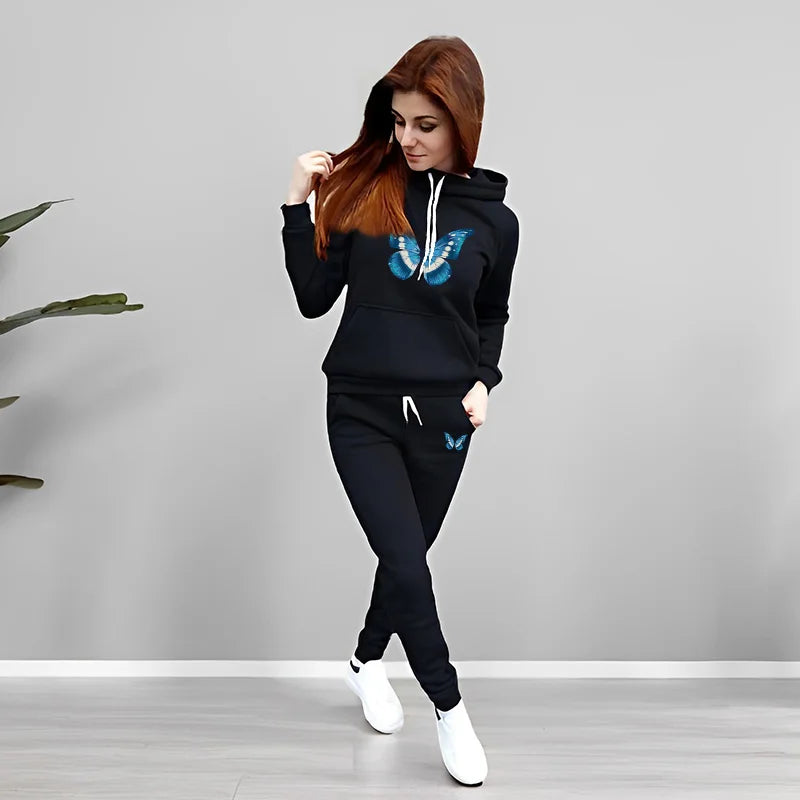 Women's 2 Piece Outfit Set Hoodie Joggers Tracksuit Casual Daily Fashion Autumn Winter Female Home Outdoor Comfort Warm Outfit