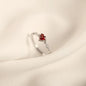 Luxury Red Heart Crystal Opening Rings for Women Temperament Stainless Steel Zircon Wedding Bride Finger Jewelry Accessory Gift