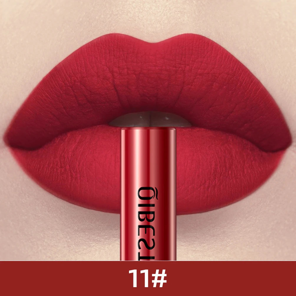 QIBEST 24 Colors Liquid Lipstick Ultra Matte Velvet Long Lasting Women Beauty Red Nonstick Cup Waterproof Lip Gloss Nude Makeup