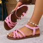 Shoes for Women 2025 Summer New Women Flat Sandals Bottom Roman Strap Sandals with Non Slip Rubber Soles Ladies Daily Sandalia