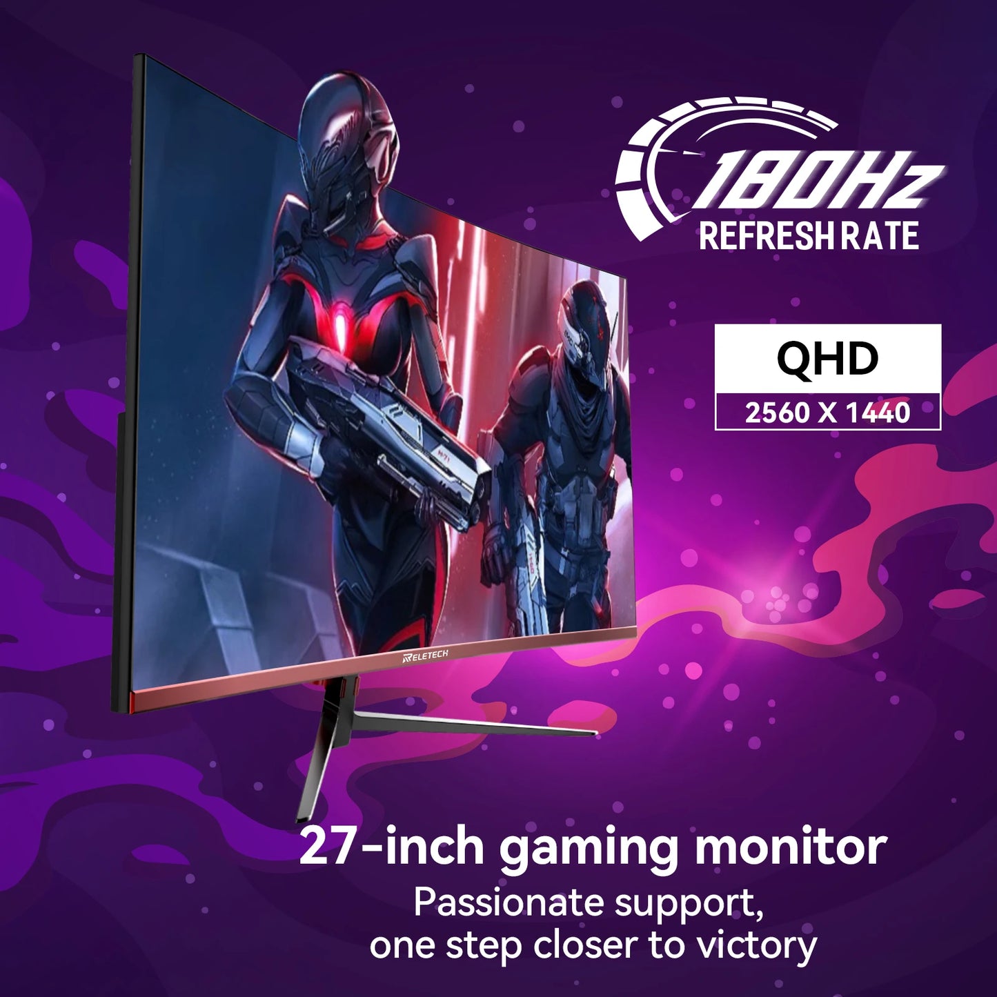 Reletech G27X Flex Pro Monitor 27" Gaming Curved 2560x1440 QHD 180Hz HDMI x2 DP x2 1800R 72% sRGB Adaptive Sync
