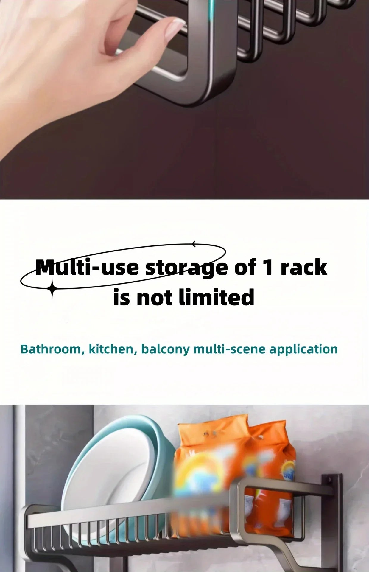 Bathroom Space Storage Towel Items Storage Rack Shampoo Bottle Mouthwash Cup Triple Shelf Wall Hooks Bathroom Accessories