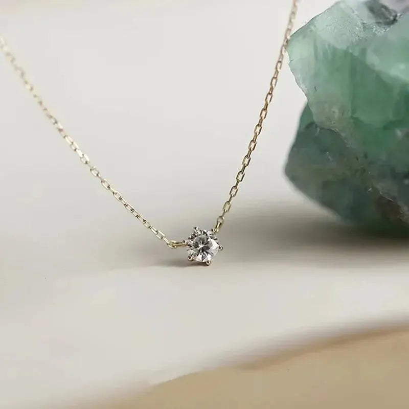 S925 Sterling Silver Necklace Set with Zircon Electroplated 14k Gold Women's Fine Style