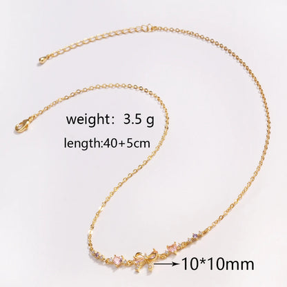 Y2K Exquisite Sweet Pink Zircon Bowknot Love Heart Chain Bracelet For Women Girls Party Birthday Jewelry Gift