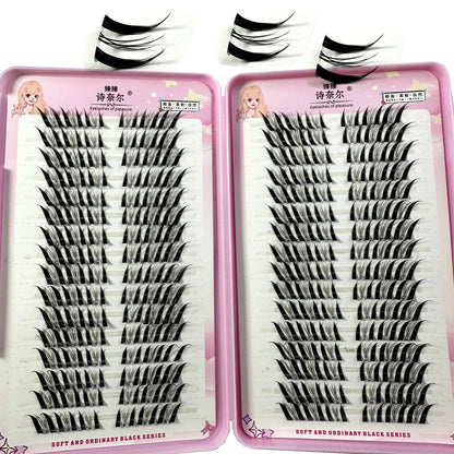 3D DIY Fake Eyelashes 32Rows Slanted Flying Fox Eyelash Natural Makeup Eyelash Set With Eye-Catching Long and Thick Eyelashes