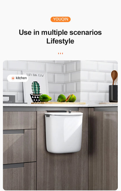 Bathroom Trash Can Wall Mounted Hanging Trash Bin With Lid Waterproof Narrow Seam Rubbish Bin Toilet Waste Garbage Bin 7/9L