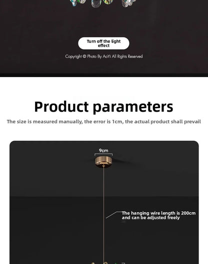 Bedroom Bedside Lamp Crystal Small Chandelier French Flower Light Luxury Entrance Cabinet Restaurant Cloakroom Hanging Line Lamp