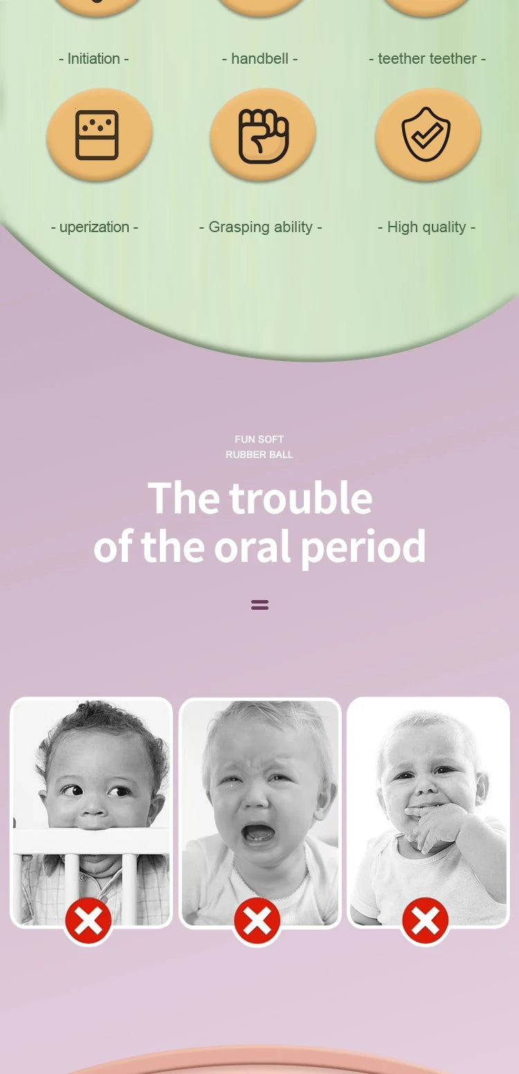 Montessori Baby Teething Toys Sensory Chew Teething Ball Rattle Grasping Activities Babies Toys for 0-18 Months Girls Boys Gifts