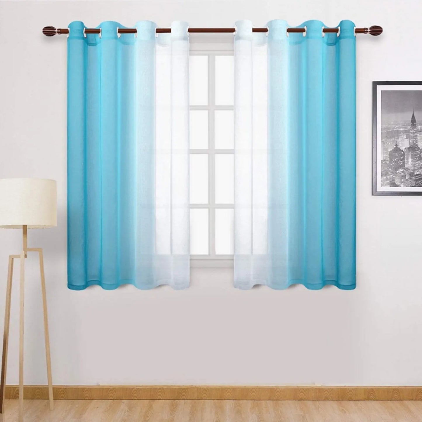 Blackout Curtains for Bedroom Faux Grommet Light Filtering Semi Sheer Gradient Window Curtain for Living Room Heat Blocking