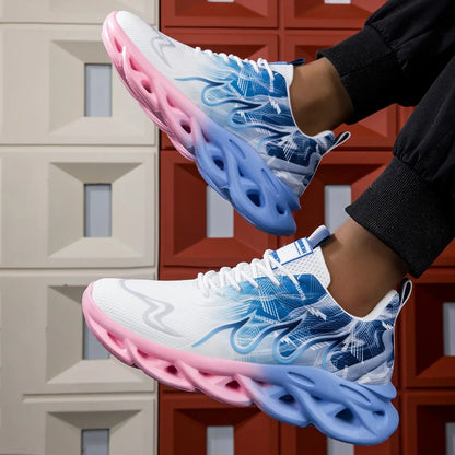Unisex Running Shoes Women Men Lightweight Mesh Breathable Comfortable Flat Soft Tennis Shoes Summer Lace-up Sneakers Woman