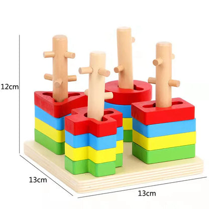 Baby Educational Toys Wooden Puzzle Baby Sorting Toy Stacking Blocks Wooden Toy Early Learning Toy Kids