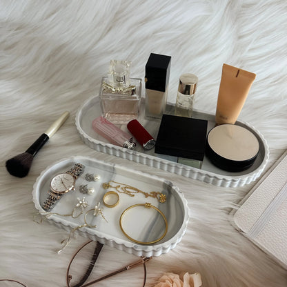 Bathroom Vanity Storage Tray Countertop Soap Scented Candles Small Plants Tray Dressing Table for Kitchen Sink Organization