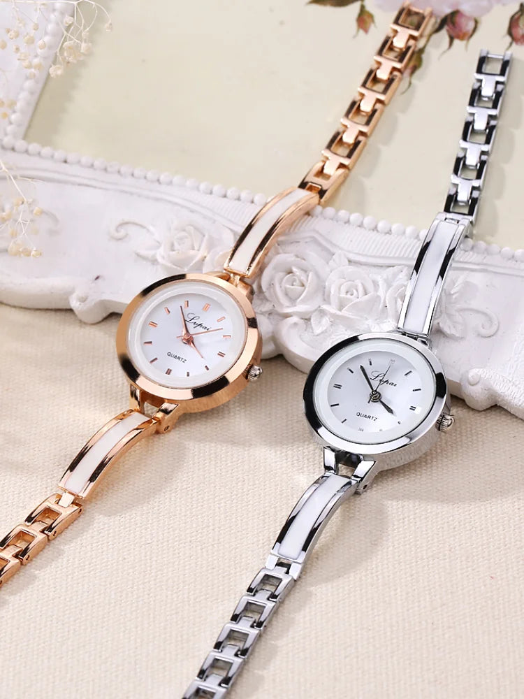 Women Luxury Rose Gold Silver Bracelet Wristwatch Ladies Alloy Simple Casual Quartz Watch Clock Watch for Women Watches Ladies