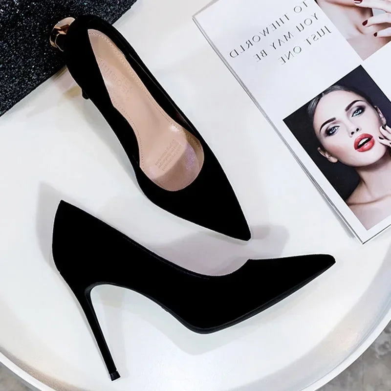 Women Shoes 2023 New Women Pumps Suede High Heels Shoes Fashion Office Shoes Stiletto Party Female Comfort Women Heels