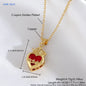 MHS.SUN Gold Plated Sacred Heart of Jesus Cross Necklace Red Zircon Religious Catholic Pendant Necklaces For Women Girls Jewelry