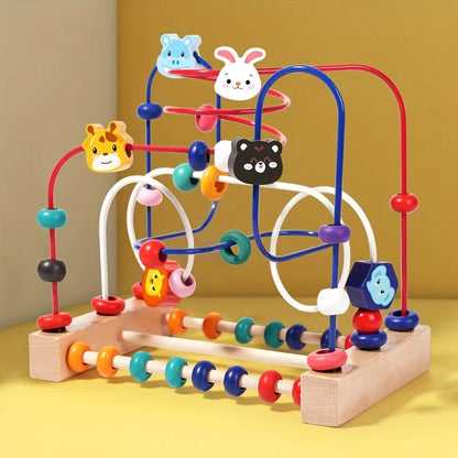 Baby Toddler Early Education Intelligence Building Blocks Beads Wooden Toys Attention Span Toys For Boys And Girls Ages 1 To 3
