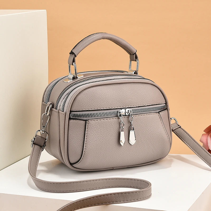 Women Small Purses and Handbags PU Leather Solid Color Zipper Shoulder Bag Cross Body Bags Small Wallets Short Handle Bag