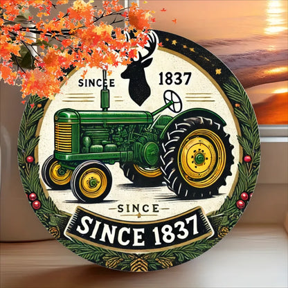 Antique Green Tractor Metal Sign, Wall Hanging Decor, No Electricity Needed, Ideal for Entryway,Kitchen - Since 1837 Design