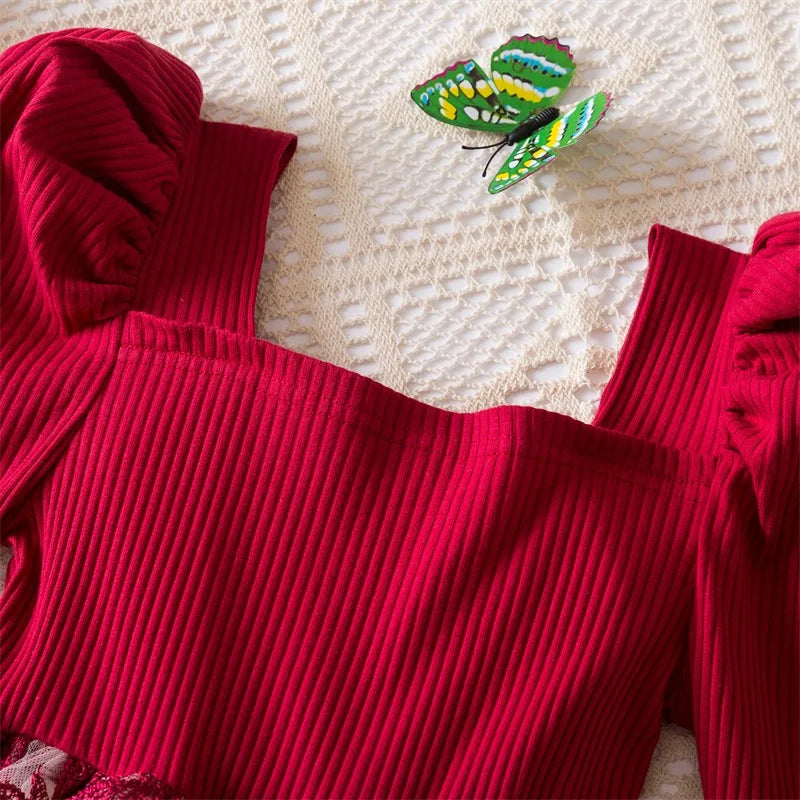 Elegant New Girl Embroidery Flower Girl Dresses for Wedding Autumn Winter Long Sleeve Princess Birthday Party Clothing 3-8Yrs