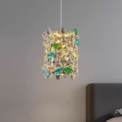 Bedroom Bedside Lamp Crystal Small Chandelier French Flower Light Luxury Entrance Cabinet Restaurant Cloakroom Hanging Line Lamp