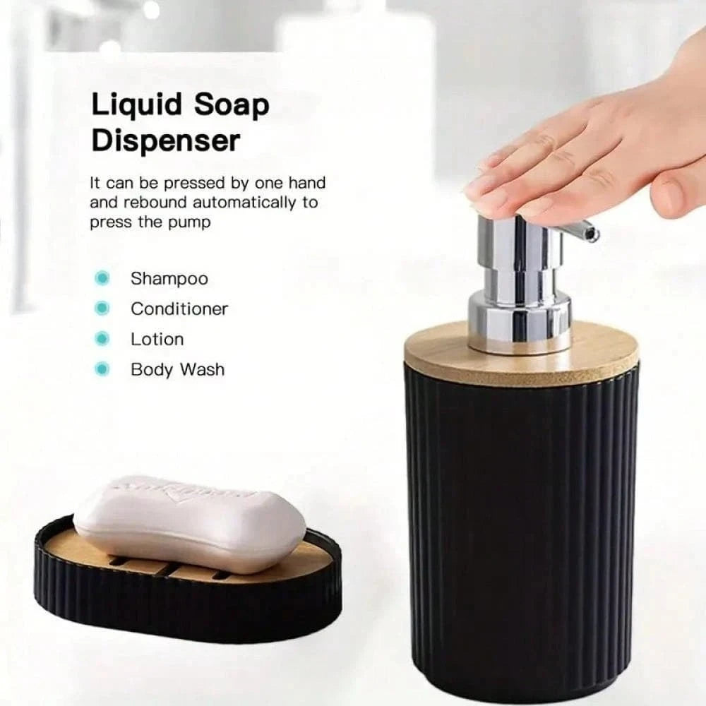 Modern Bathroom Essentials Set/Includes Toothbrush Holder, Waste Bin, Toilet Brush, Cup, Soap Dish and Soap Dispenser