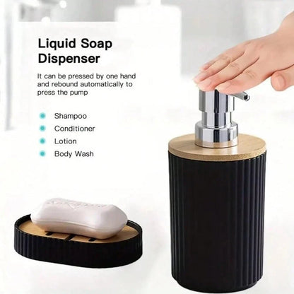Modern Bathroom Essentials Set/Includes Toothbrush Holder, Waste Bin, Toilet Brush, Cup, Soap Dish and Soap Dispenser