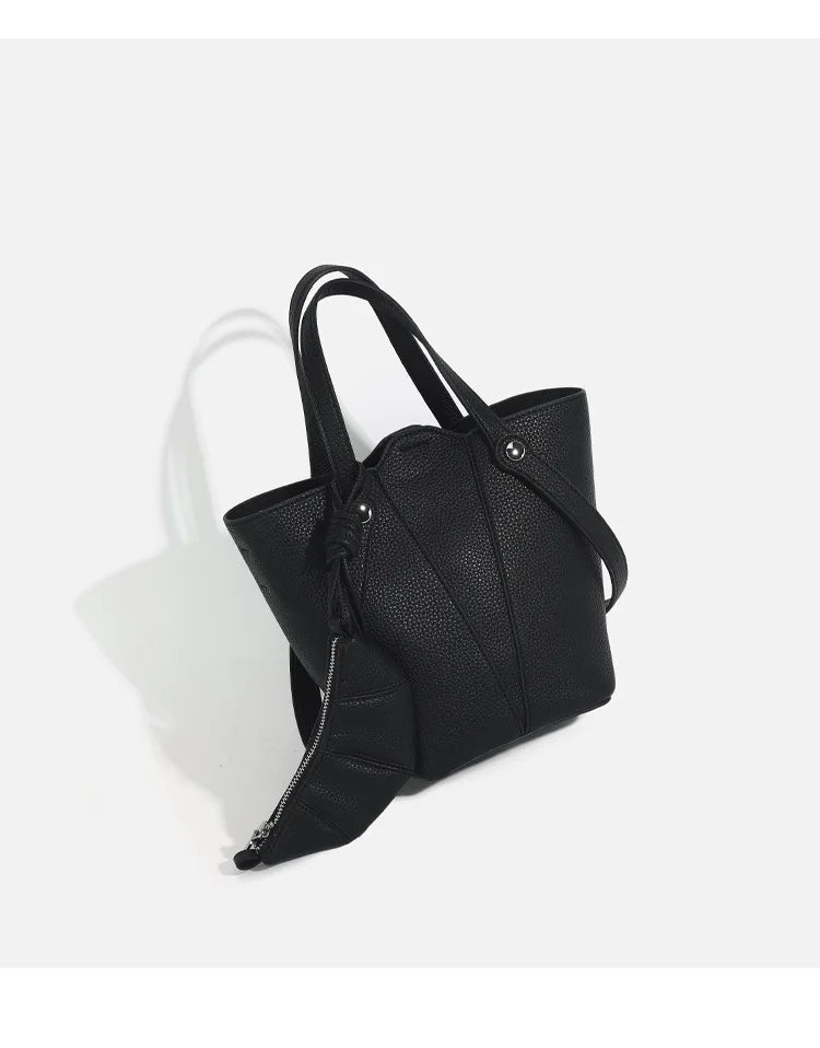 Designer PU Leather Bucket Bag Women Fashion Two-in-One Shoulder Crossbody Top Handle Convertible Purse High Quality