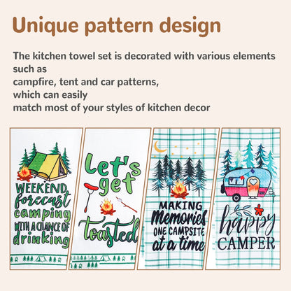4/6Pcs Kitchen Towels Microfiber Camping Dish Towels 60x40cm Camper Hand Towels with Funny Sayings for Kitchen Bathroom Home