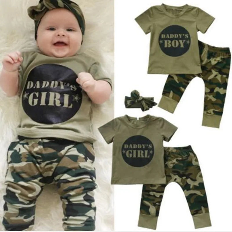Newborn Baby Boy Clothes Camouflage Print Toddler Girl Clothes T-shirt Harem Pant 2Pcs Boys Set Children Infant Outfit A255