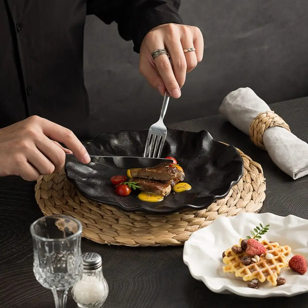 Kitchen Organizer Ceramic Western Cuisine Plate Reusable Multi-Function Storage Dish Creative Dessert Tray Fruit