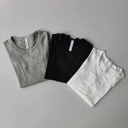 Yoga Clothes for Women, Sports Tops, Round Neck,, Seamless, Slim, Running Shirt Fitness Workout Long Sleeves Gym T shirt, Winter