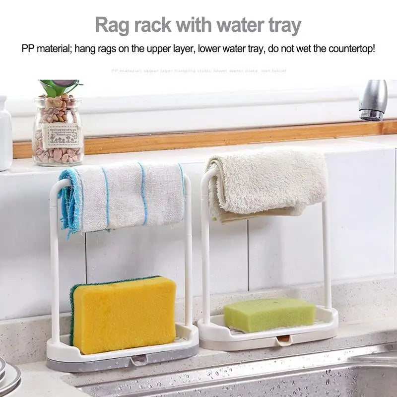 Kitchen Sink Storage Rack Dish Cloth Hanger Towel Organizer Holders Sponge Drain Shelf with Drain Tray household Gadgets