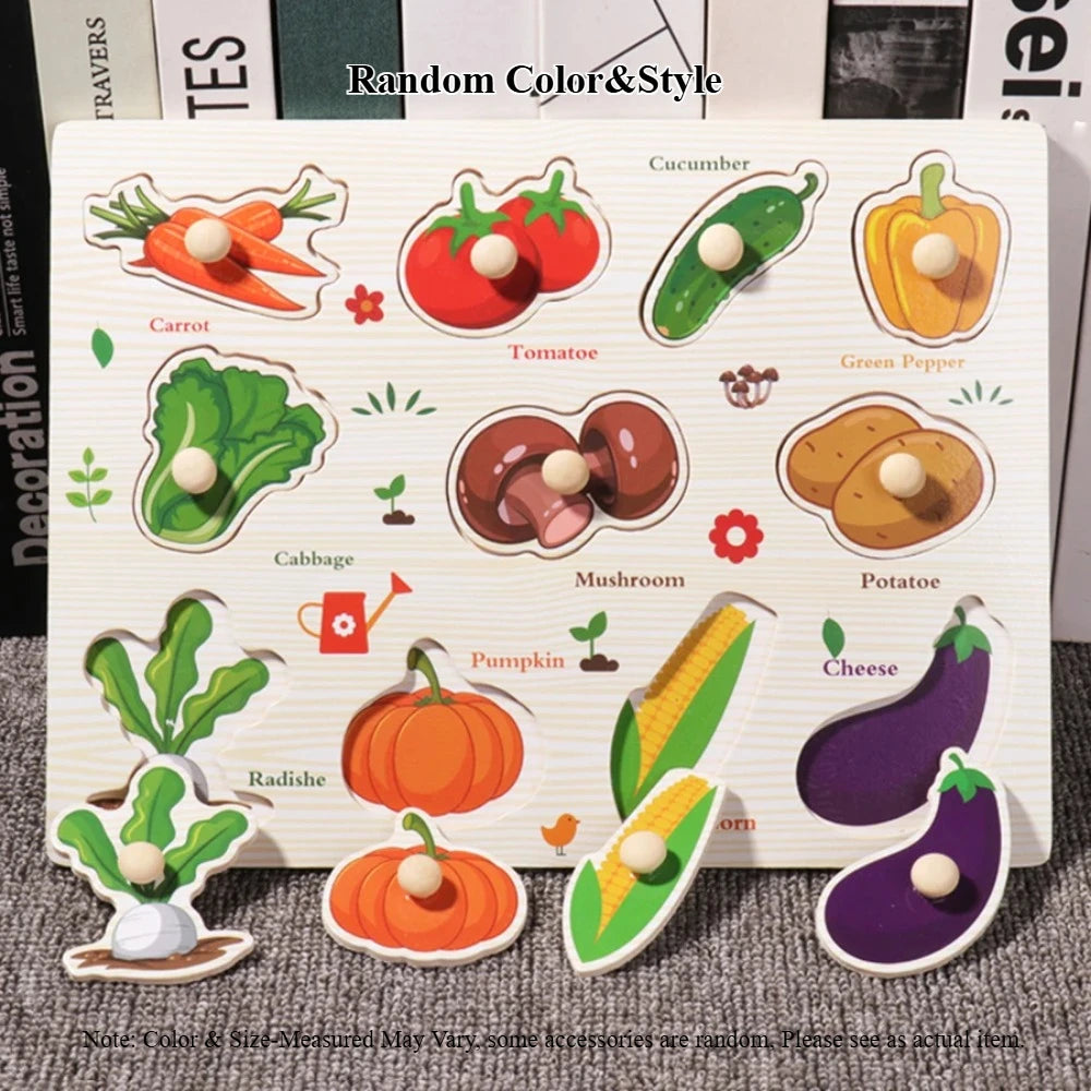 Montessori Baby Wooden Toys 1 2 3 Years Children Hand Grab Board Puzzle Game Toddler Fine Motor Skills Educational Toys for Kids