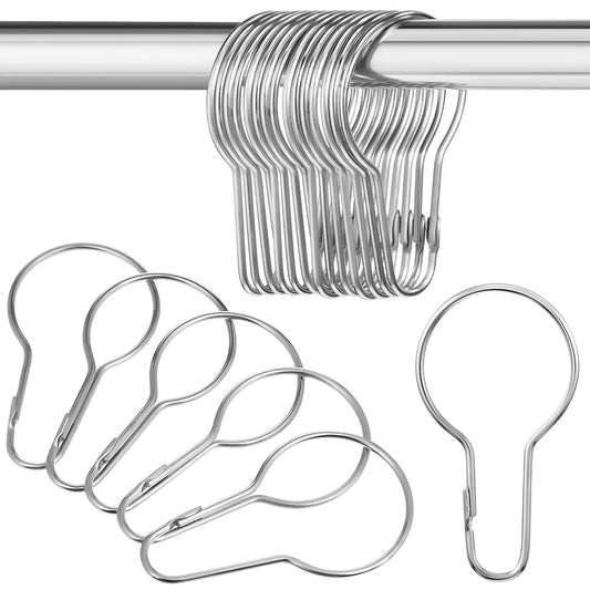 Curtain Hooks Set Silver Ring Curtain Hook Accessories Bathroom Gourd Shape Shower Hooks Multifunctional Hardware Fittings