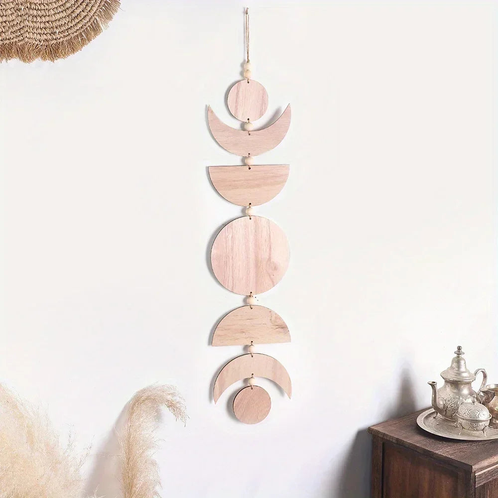 Wooden Hanging Pendant Wall Decor Home Decor Wooden Decor Pendant  Moon Pendant Bohemian Style