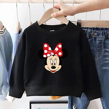 Spring/autumn Baby Girl Minnie Sweatshirt Loose Long Sleeve Tops Fashion Popular Cartoon Children Hoodies Crewneck Pullovers