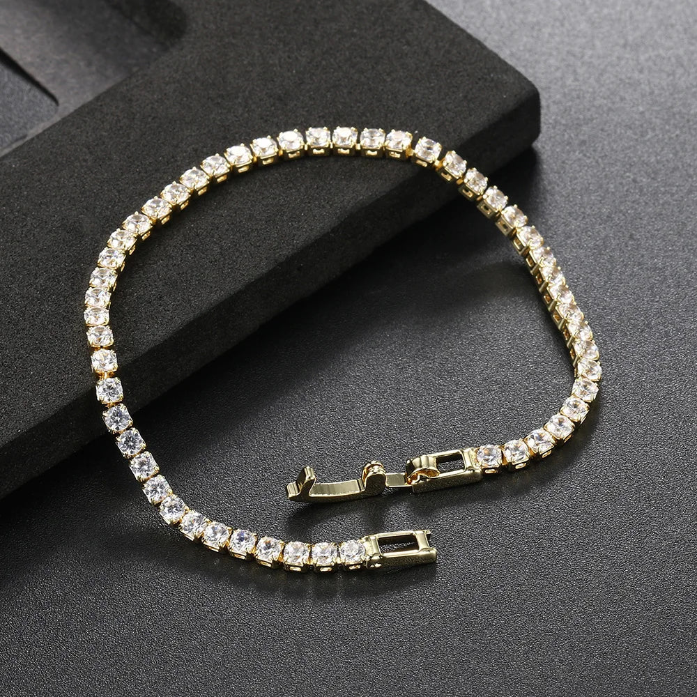 Fashion 2.5mm Zirconia Tennis Bracelet for Women Crystal Charm Designer Tennis Thin Chain Bracelet on Hand Wedding Jewelry KC128