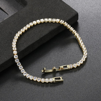 Fashion 2.5mm Zirconia Tennis Bracelet for Women Crystal Charm Designer Tennis Thin Chain Bracelet on Hand Wedding Jewelry KC128