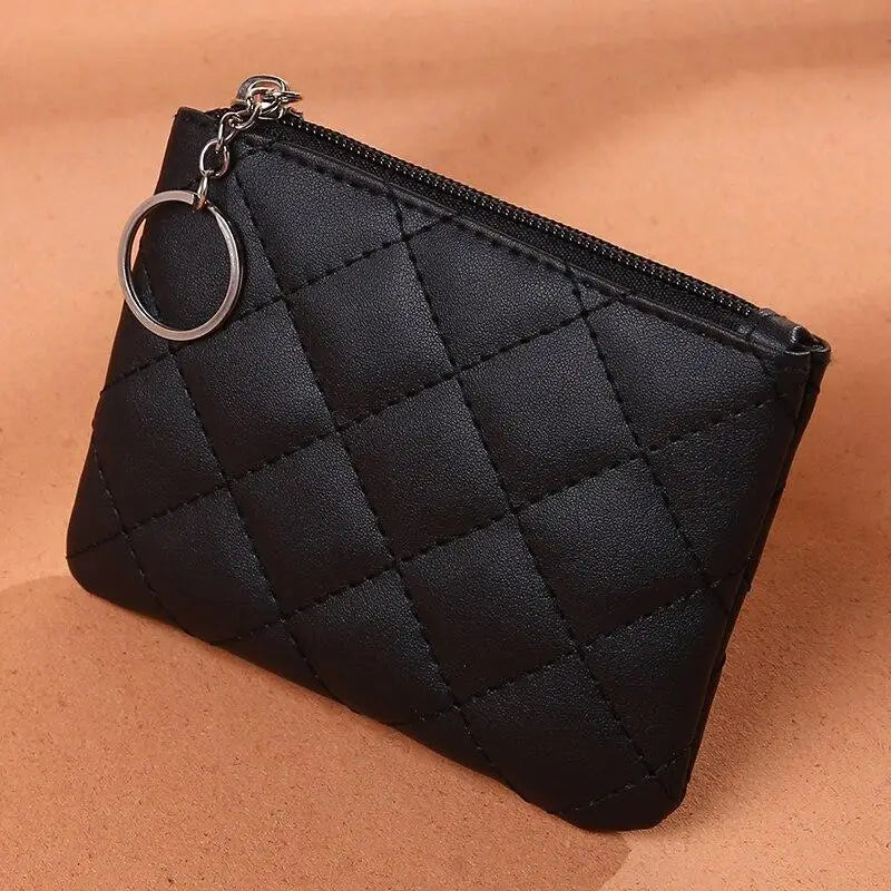 Women PU Leather Zip Coin Wallet Key Chain Fashion Small Purse Money short Change Pouch Coin Purse