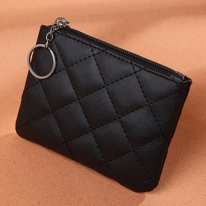 Women PU Leather Zip Coin Wallet Key Chain Fashion Small Purse Money short Change Pouch Coin Purse