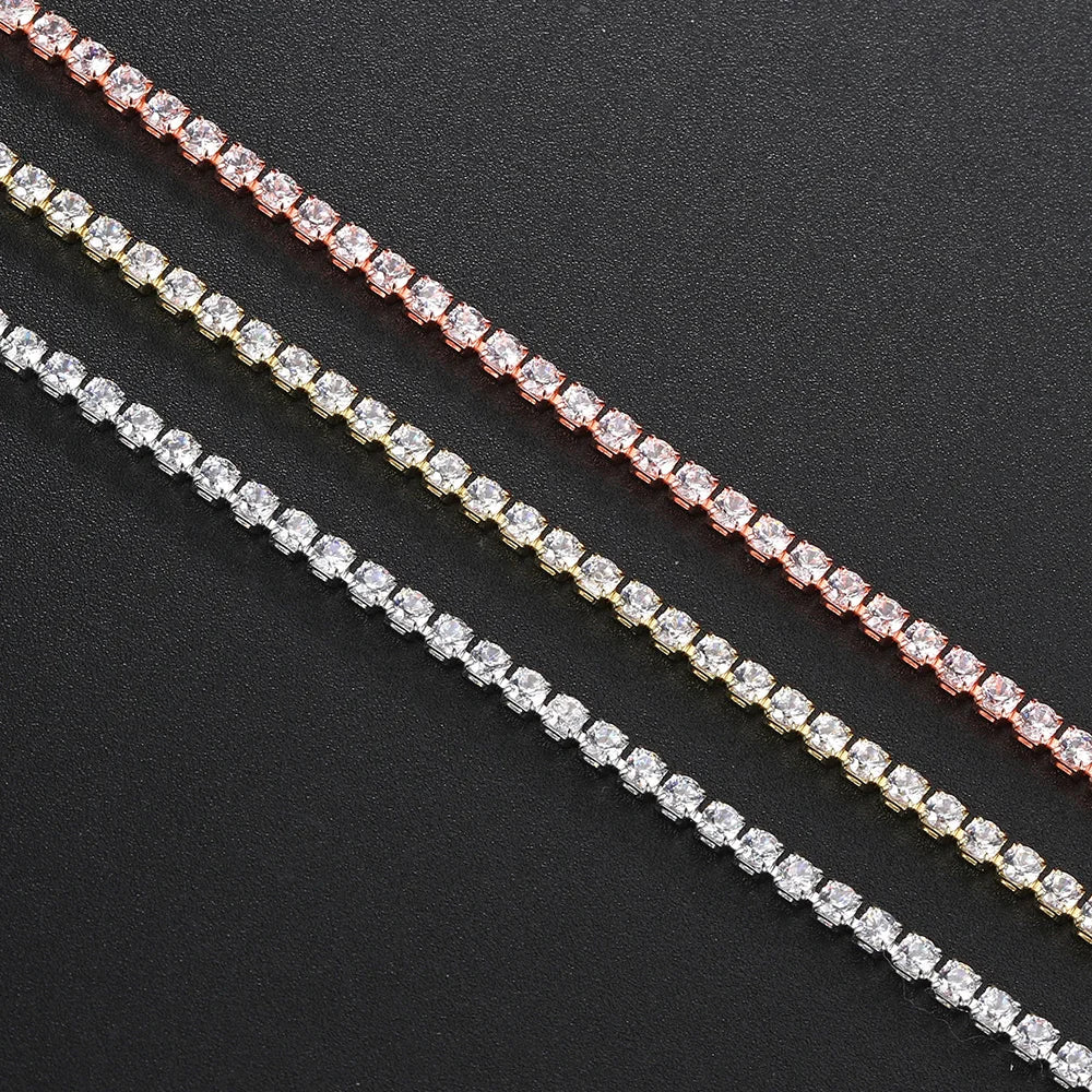 Fashion 2.5mm Zirconia Tennis Bracelet for Women Crystal Charm Designer Tennis Thin Chain Bracelet on Hand Wedding Jewelry KC128