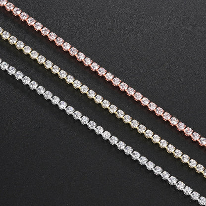 Fashion 2.5mm Zirconia Tennis Bracelet for Women Crystal Charm Designer Tennis Thin Chain Bracelet on Hand Wedding Jewelry KC128