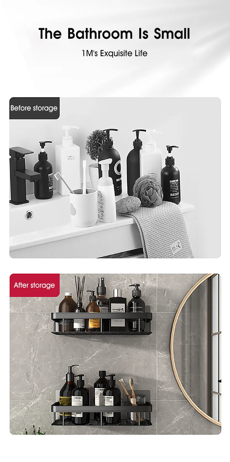 Bathroom Storage Rack No Drill Shelves Wall Mount Corner Shelf Shower Holder For WC Shampoo Organizer Bathroom Accessories